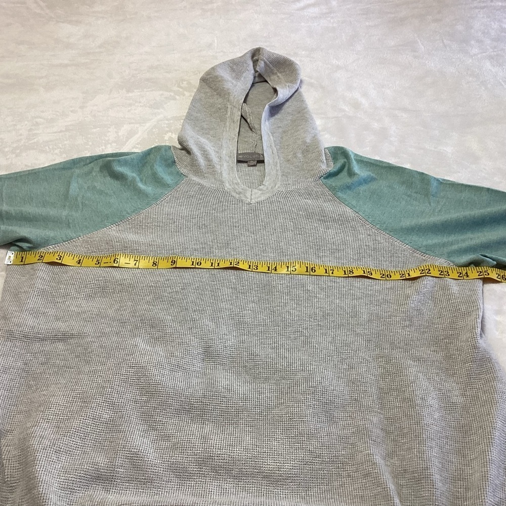 NWOT Evolution by Cyrus Gray Green Colorblock Waffle Knit Hoodie 2X Baseball - Picture 4 of 7